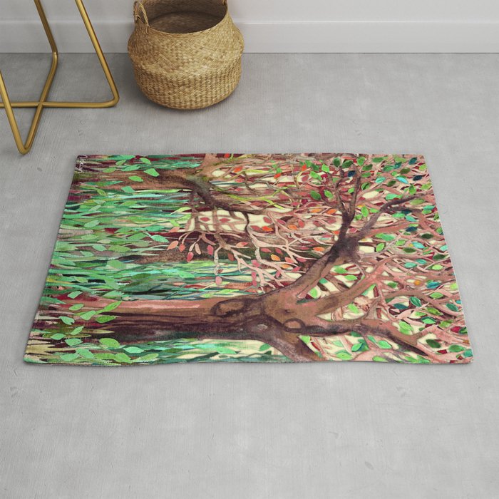 Lost in the Forest - watercolor painting collage Rug