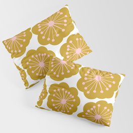 Mid Century Mod Flowers in Pink and Mustard Pillow Sham