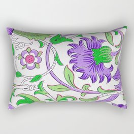 Modern William Morris Purple Green Floral Leaves Pattern  Rectangular Pillow