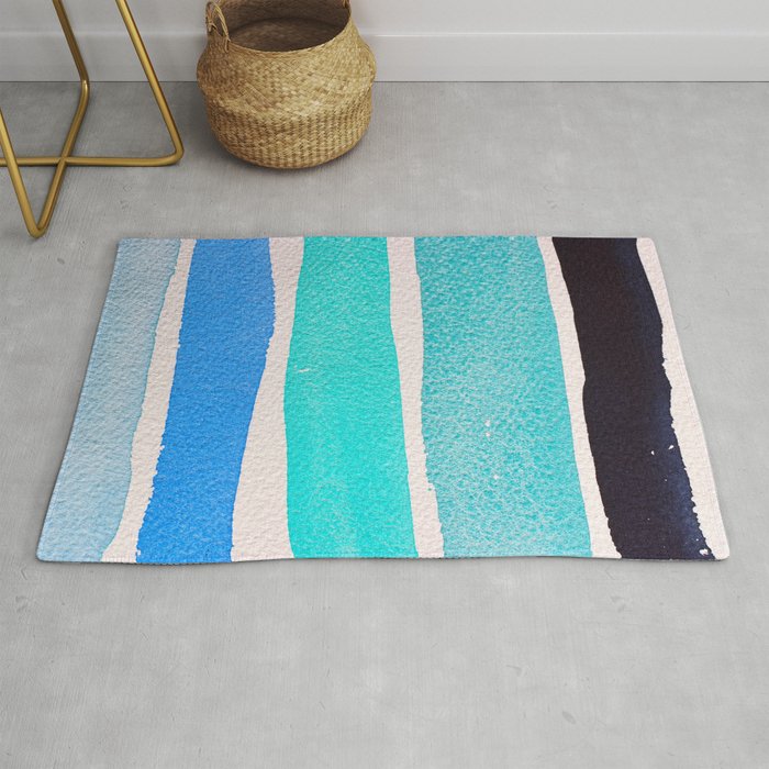 Bright Blue Sea Ribbons Rug By Debiriley Society6 Bright Blue Sea Ribbons Rug By