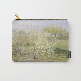 Spring (Fruit Trees in Bloom) (1873) by Claude Monet high resolution famous painting Carry-All Pouch | Artprint, Frame, Painting, Impressionism, Illustration, Fruitwood, Poster, Forsythia, Pasqueflower, Vintage 