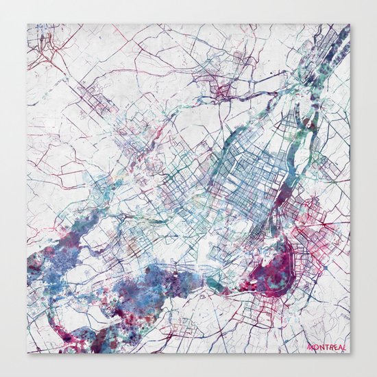 Montreal Map Canvas Print