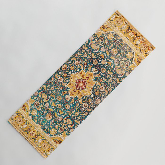 Isfahan Antique Central Persian Carpet Print Yoga Mat by Vicky  Brago-Mitchell®