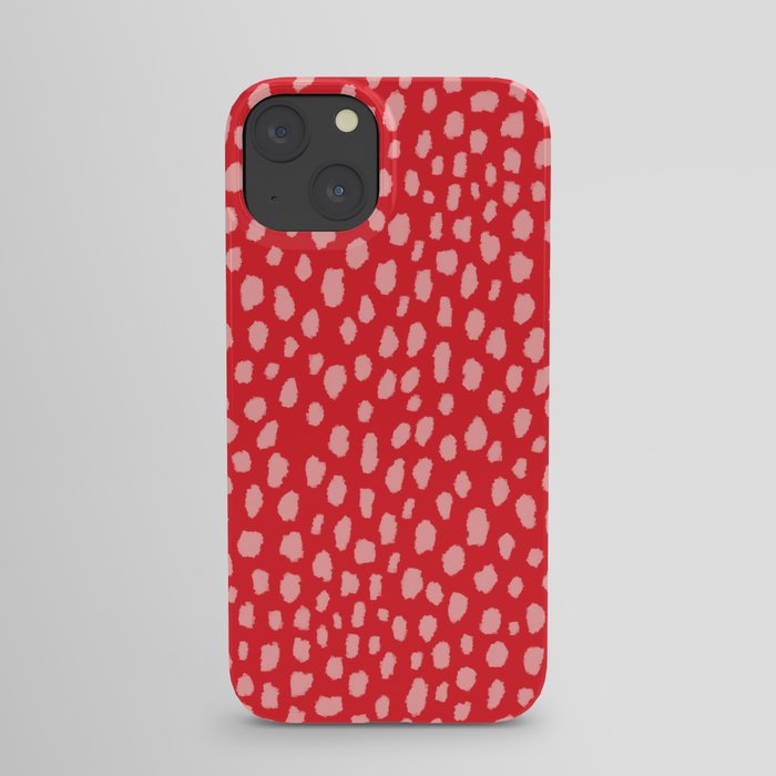 Dalmatian Polka Dot Spots Pattern (pink/red) iPhone Case