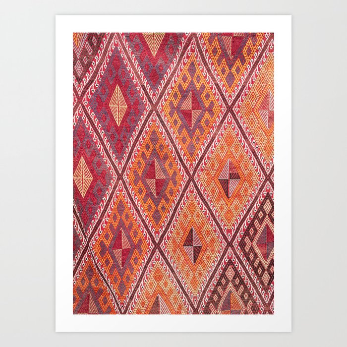 Woven Carpet | Red and Orange Oriental Design Print | Colors of Cappadocia Art Print