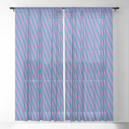 [ Thumbnail: Dark Cyan and Orchid Colored Pattern of Stripes Sheer Curtain ]