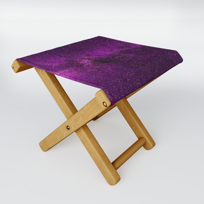 Elegant Stylish Violet Lilac Glitter Nebula Galaxy Folding Stool