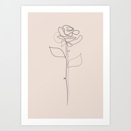 Rose one line wall print. Abstract flower poster.  Art Print