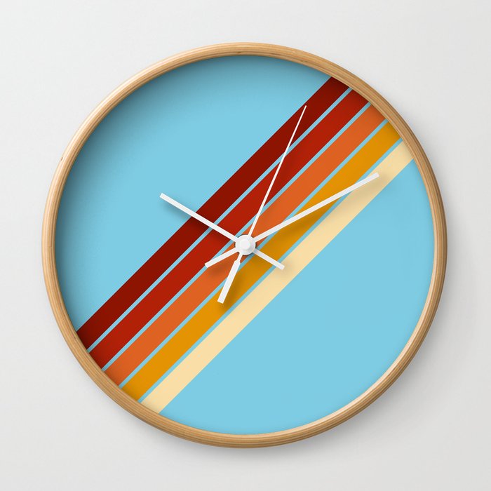 Classic 70s Vintage Style Retro Summer Stripes - Formida Wall Clock