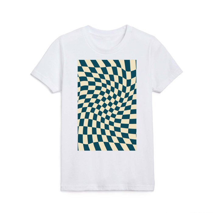 Modern Wavy Checkerboard Kids T Shirt