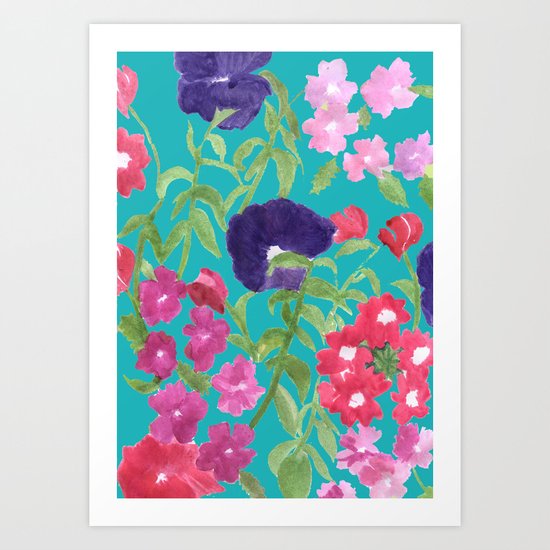 Blue Floral Print Art Print