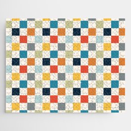 Checkerboard Checkered Checked Check Chessboard Pattern in Polychrome Multicolor Colors Jigsaw Puzzle