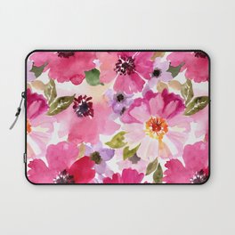 Watercolor Flowers Pink Fuchsia Laptop Sleeve