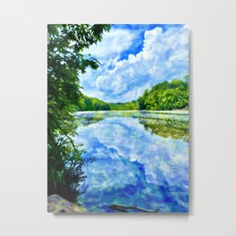 Magic Cloud Reflection Metal Print | Fluffycloud, River, Nature, Waterphotography, Reflection, Mirror, Mirrored, Sky, Cloud, Naturephotography 