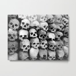 UNNESSASARY SACRIFICES // Skulls of Cambodia Killing Fields Metal Print | Photo, Black and White, Scary, Political 
