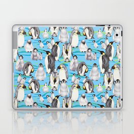 Joyful Penguins family - blue Laptop Skin