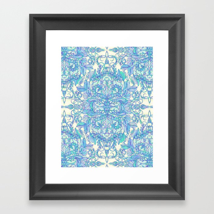Lilac, Mint & Aqua Art Nouveau Pattern Framed Art Print