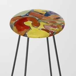 Abstract Flowers Counter Stool