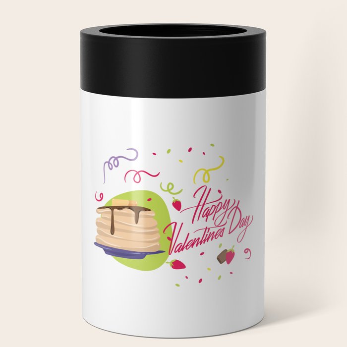 Happy Valentines Day Pancakes Valentine Can Cooler by ...