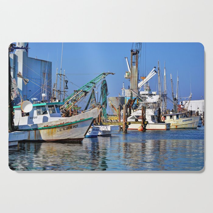 Galveston Fishing Boats Cutting Board by Savannah Gibbs