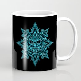 Ancient Blue and Black Aztec Sun Mask Coffee Mug
