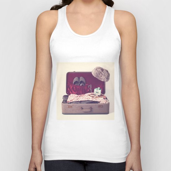 Vintage Journey Suitcase (His) (Retro and Vintage Still Life Photography) Unisex Tank Top