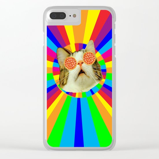 pizza loving cat Clear iPhone Case