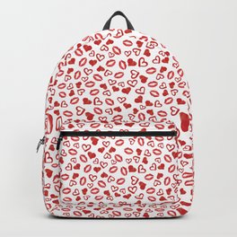 Kiss me Backpack | Graphicdesign, Couple, Love, Cute, Rojo, Red, Seamless, Hearts, Boyfriend, Pattern 