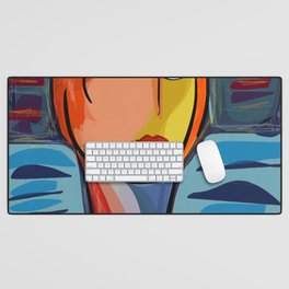 Woman at the window on the French Riviera Desk Mat