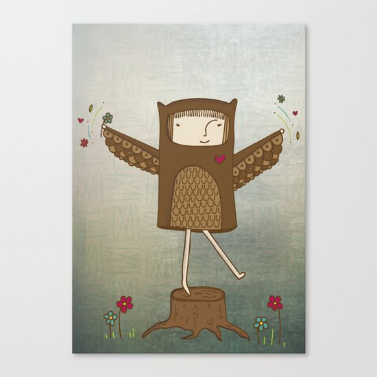 Little Owl Girl Canvas Print