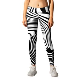 Abstract Black and White Swirl Pattern Leggings
