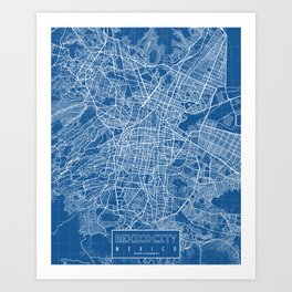 Map Home Decor Mexico City Street Map Blue Poster Art Print 