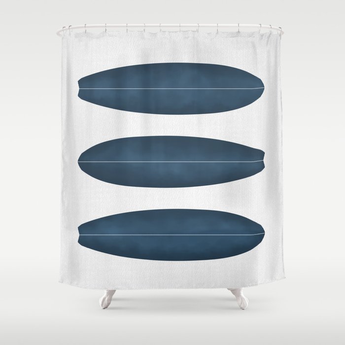 Surfboards in Navy Shower Curtain