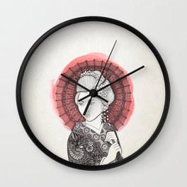 Japanese flag and Geisha Wall Clock
