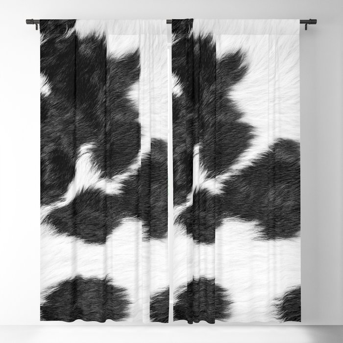 Modern Minimal Cowhide in Black and White Blackout Curtain