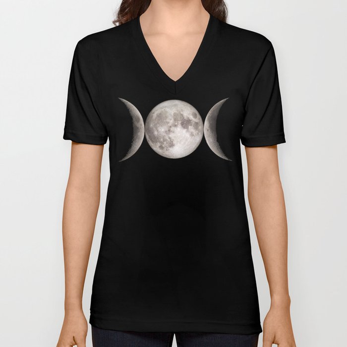Triple Moon V Neck T Shirt