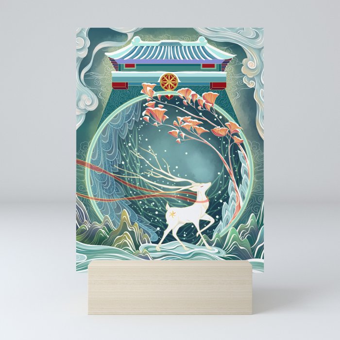 Deer with the good fortune Mini Art Print
