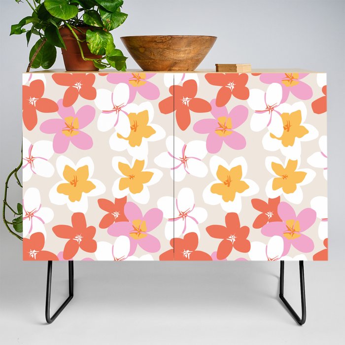 Tropical Plumeria Flowers Credenza