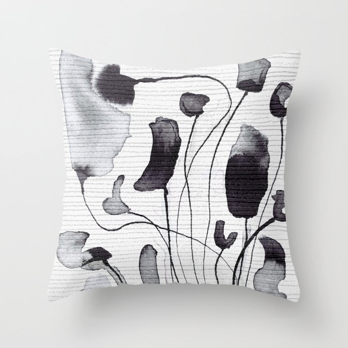 ink flowers Throw Pillow