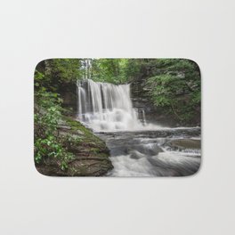 Appalachian Waterfall II - Ricketts Glen Adventure Bath Mat | Wanderlust, Illustration, Abstract, Nature, Waterfall, Ricketts, Summer, Hiking, Photo, Glen 