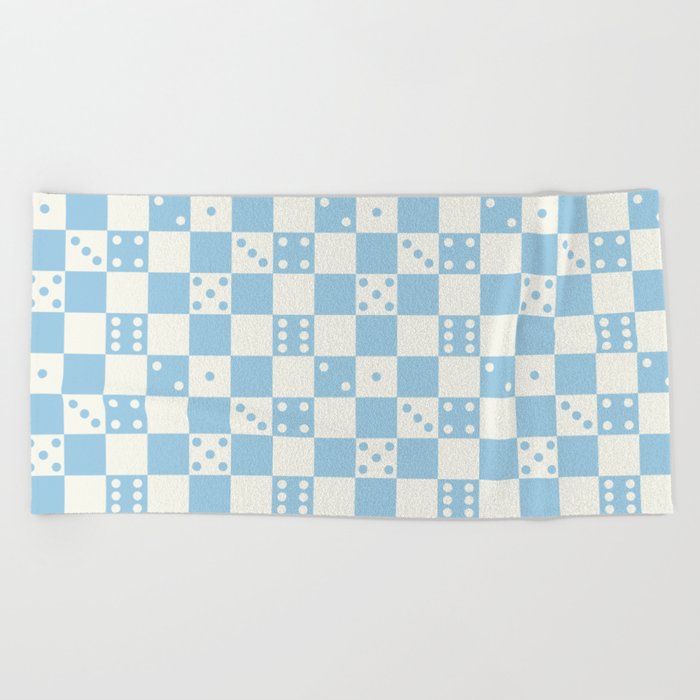 Checkered Dice Pattern (Creamy Milk & Baby Blue Color Palette) Beach Towel