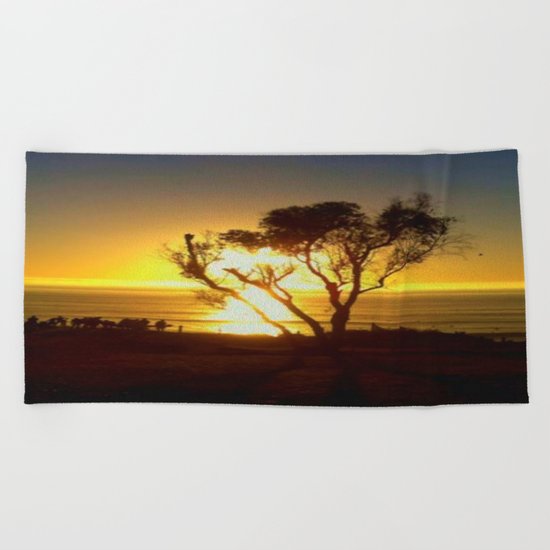 Fire and Water - a California sunset Beach Towel