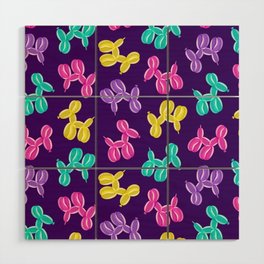 balloon dogs - multi on purple Wood Wall Art