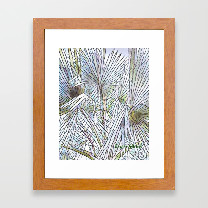 Abstract Palm Palm Tree Design White Colorful Palm Framed Art
