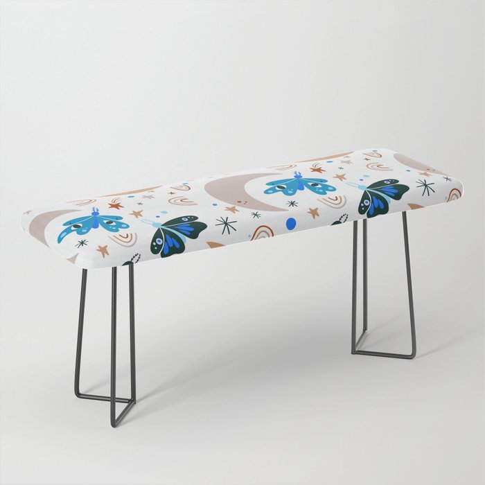 Moths and Moons - Brown & Blue Bench
