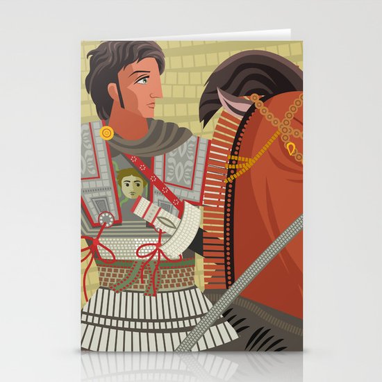 Alexander The Great Mosaic Riding A Horse Stationery Cards By