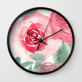 red roses Wall Clock | Loosefloral, Watercolor, Classicfloral, Redroses, Loosewatercolor, Classic, Roses, Simple, Painting, Simplefloral 