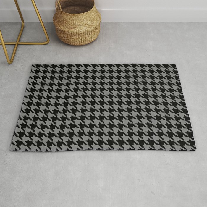 Black and Grey Classic houndstooth pattern Rug