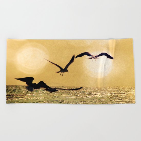 Touch the Golden Heavens Beach Towel