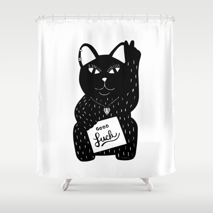 lucky cat shower curtain